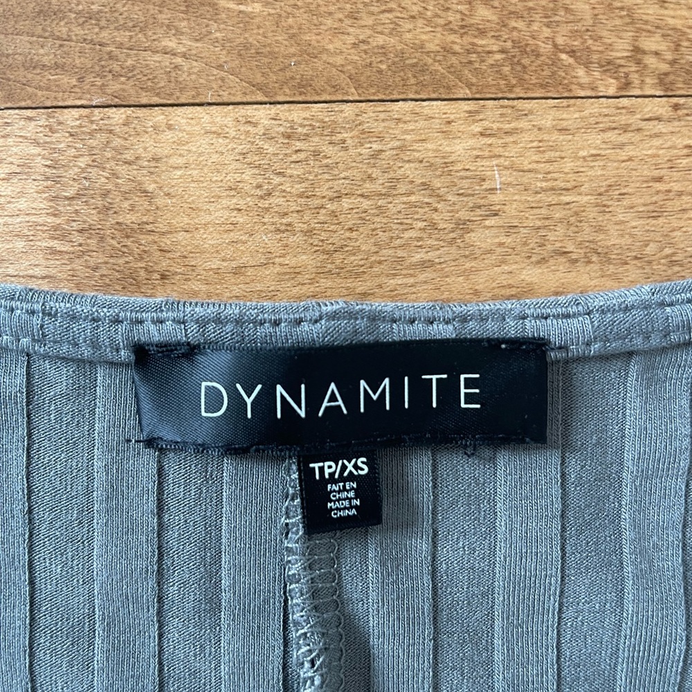 Dark Sage Green midi dress XS high slit Dynamite - Picture 2 of 3